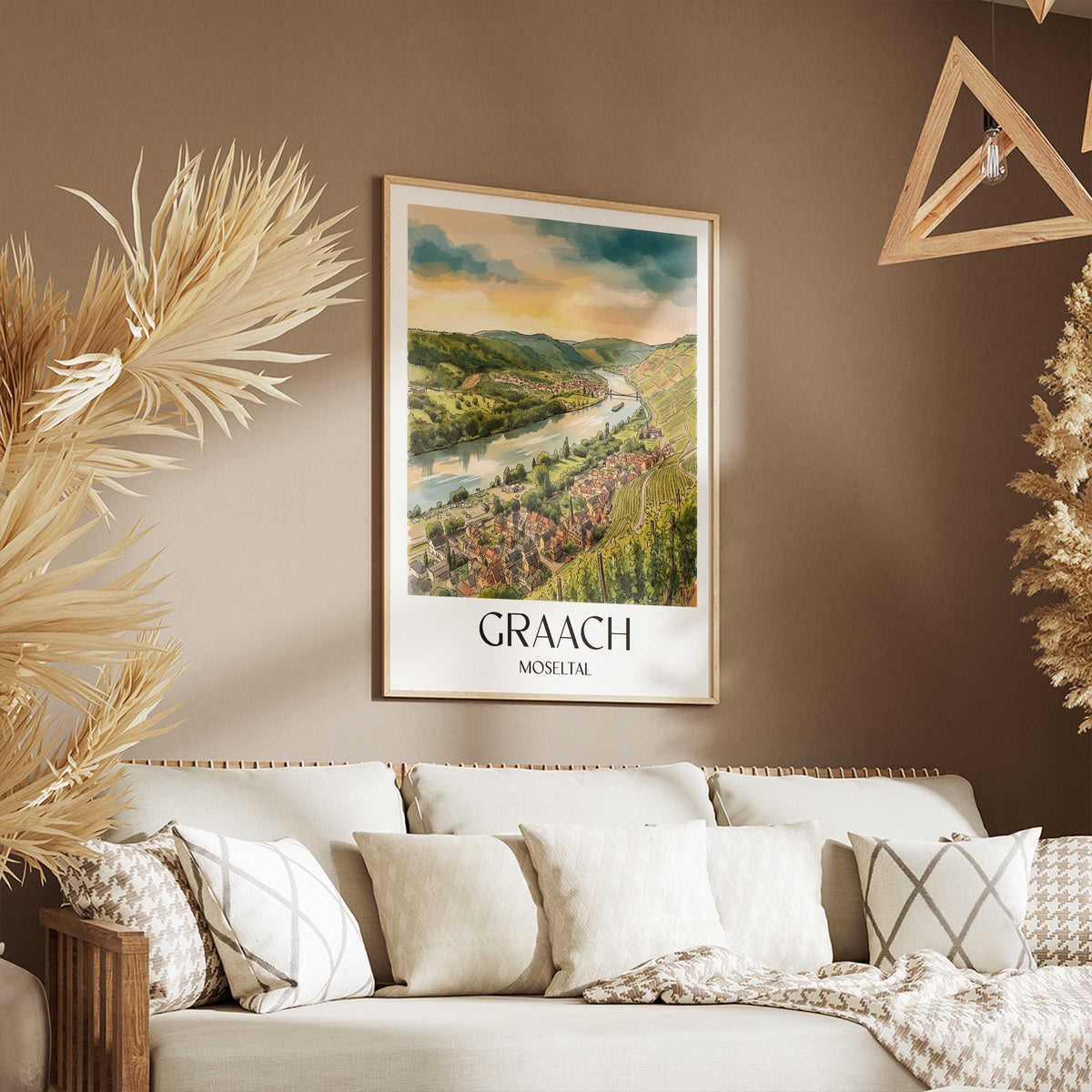 graach-moseltal-deutschland-poster-aquarell