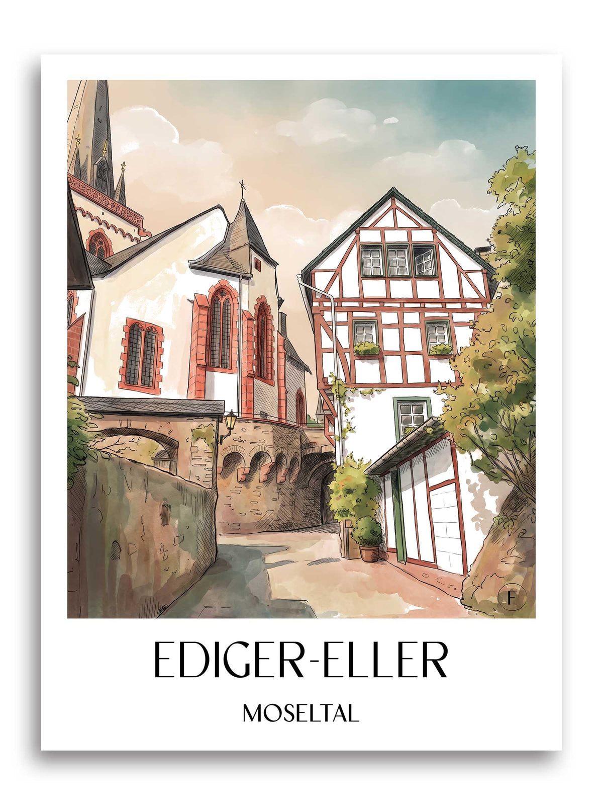 ediger-eller-moseltal-deutschland-poster-aquarell