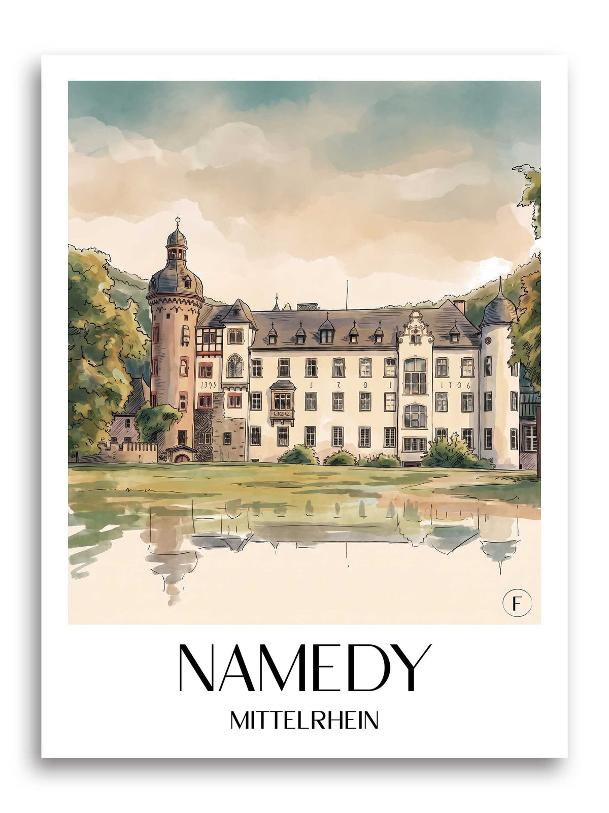 namedy-mittelrhein-deutschland-poster-aquarell