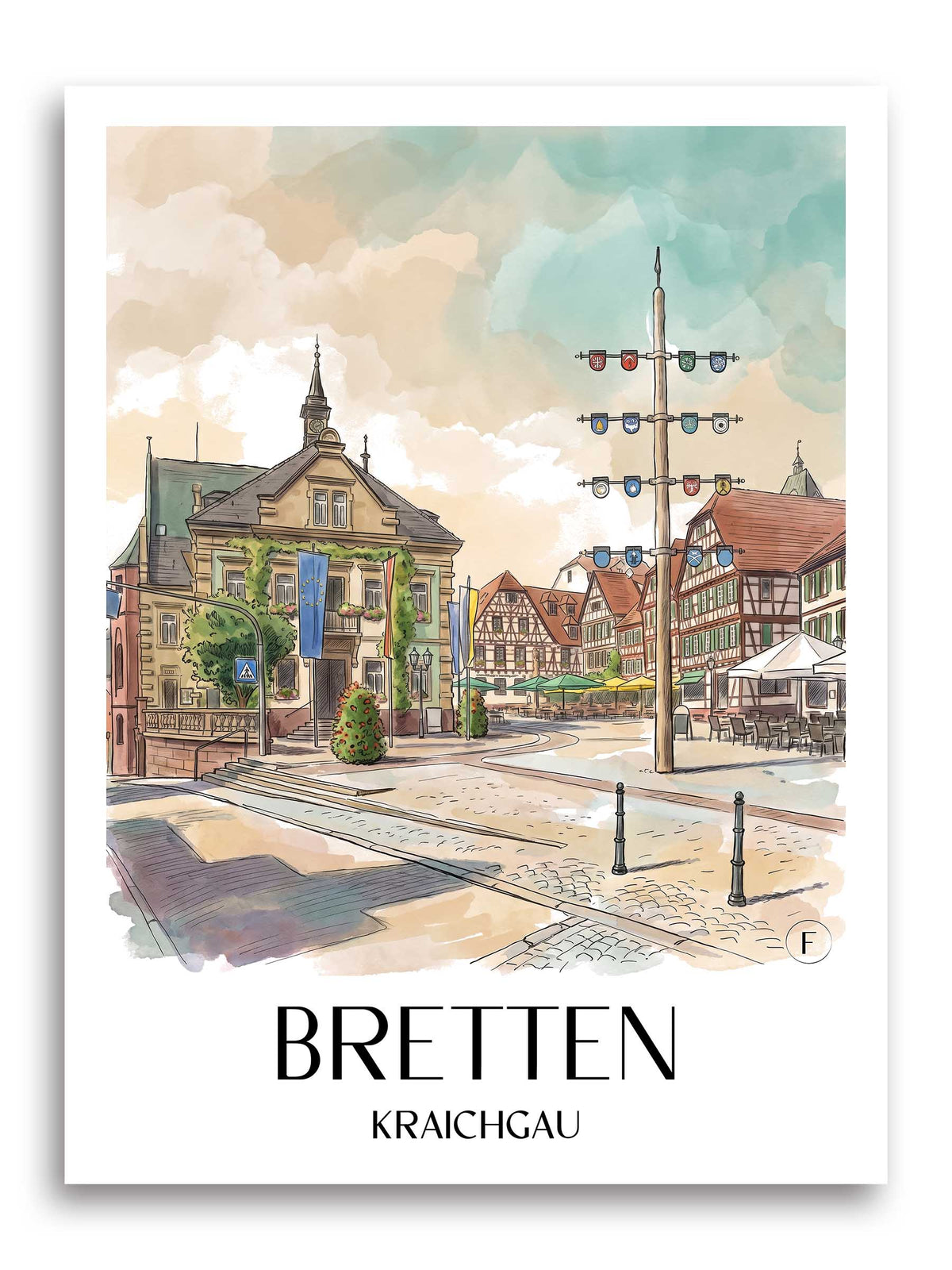 bretten-kraichgau-deutschland-poster-aquarell