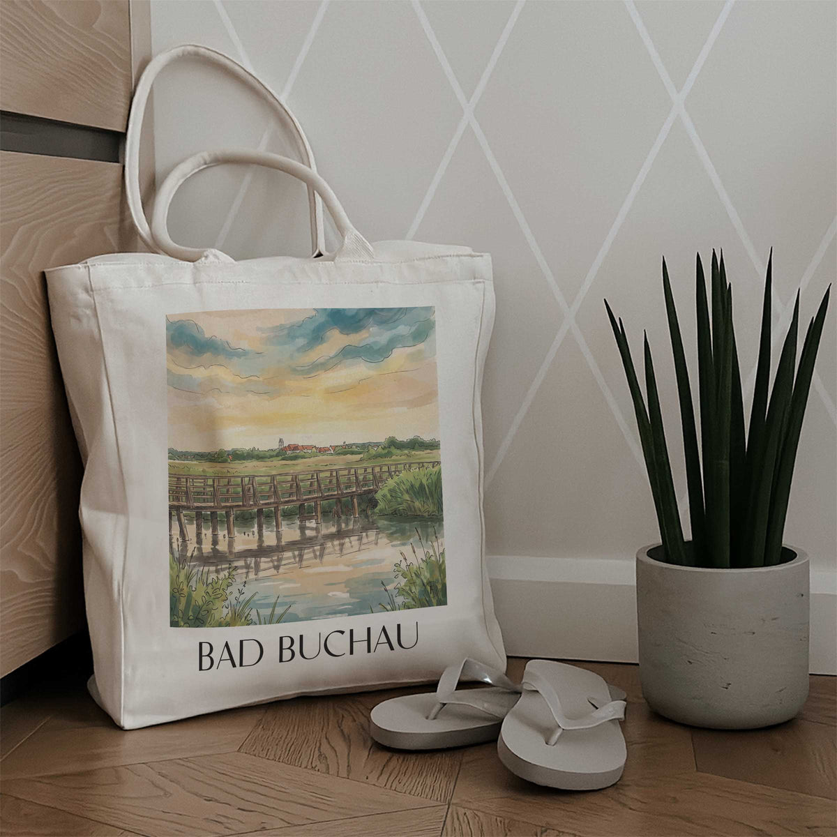 bad-buchau-oberschwaben-deutschland-einkaufstasche-aquarell