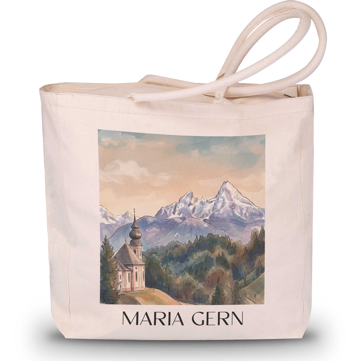 maria-gern-berchtesgadener-land-deutschland-einkaufstasche-aquarell