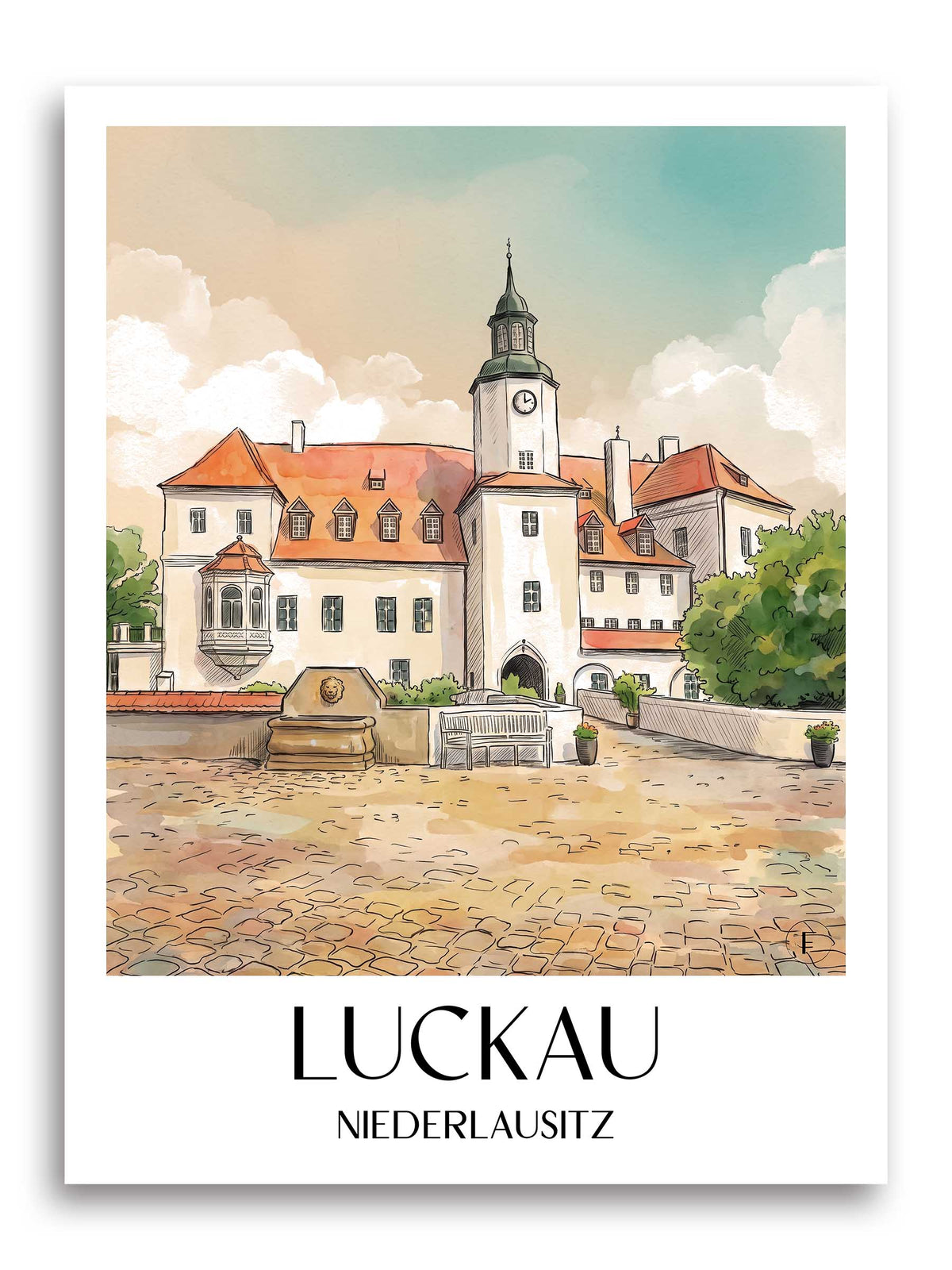 luckau-niederlausitz-deutschland-poster-aquarell