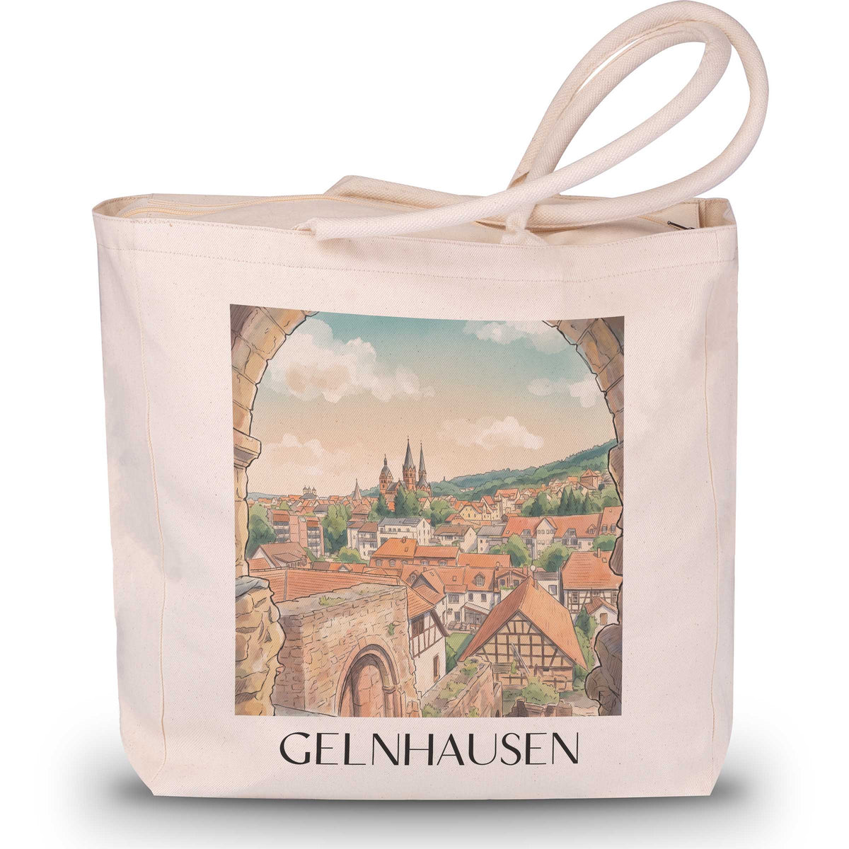 gelnhausen-spessart-deutschland-einkaufstasche-aquarell