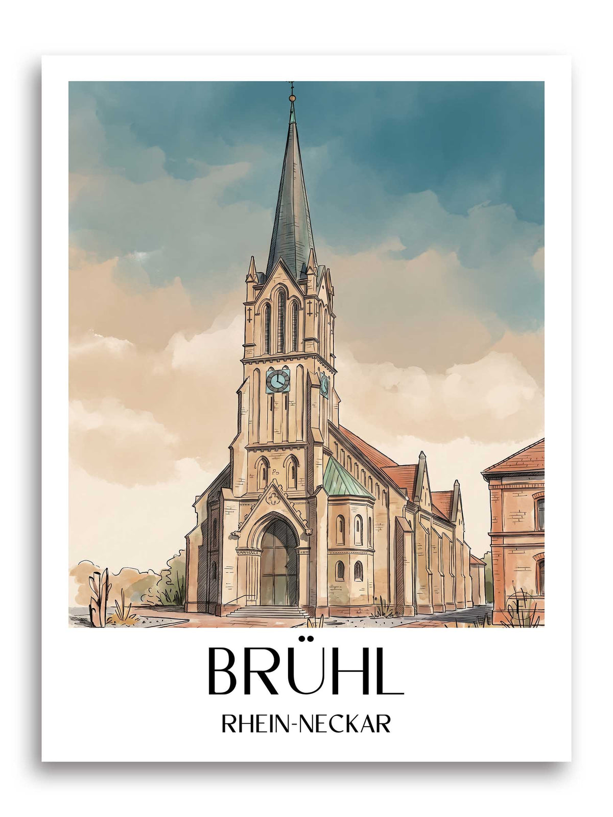 brühl-rhein-neckar-deutschland-poster-aquarell