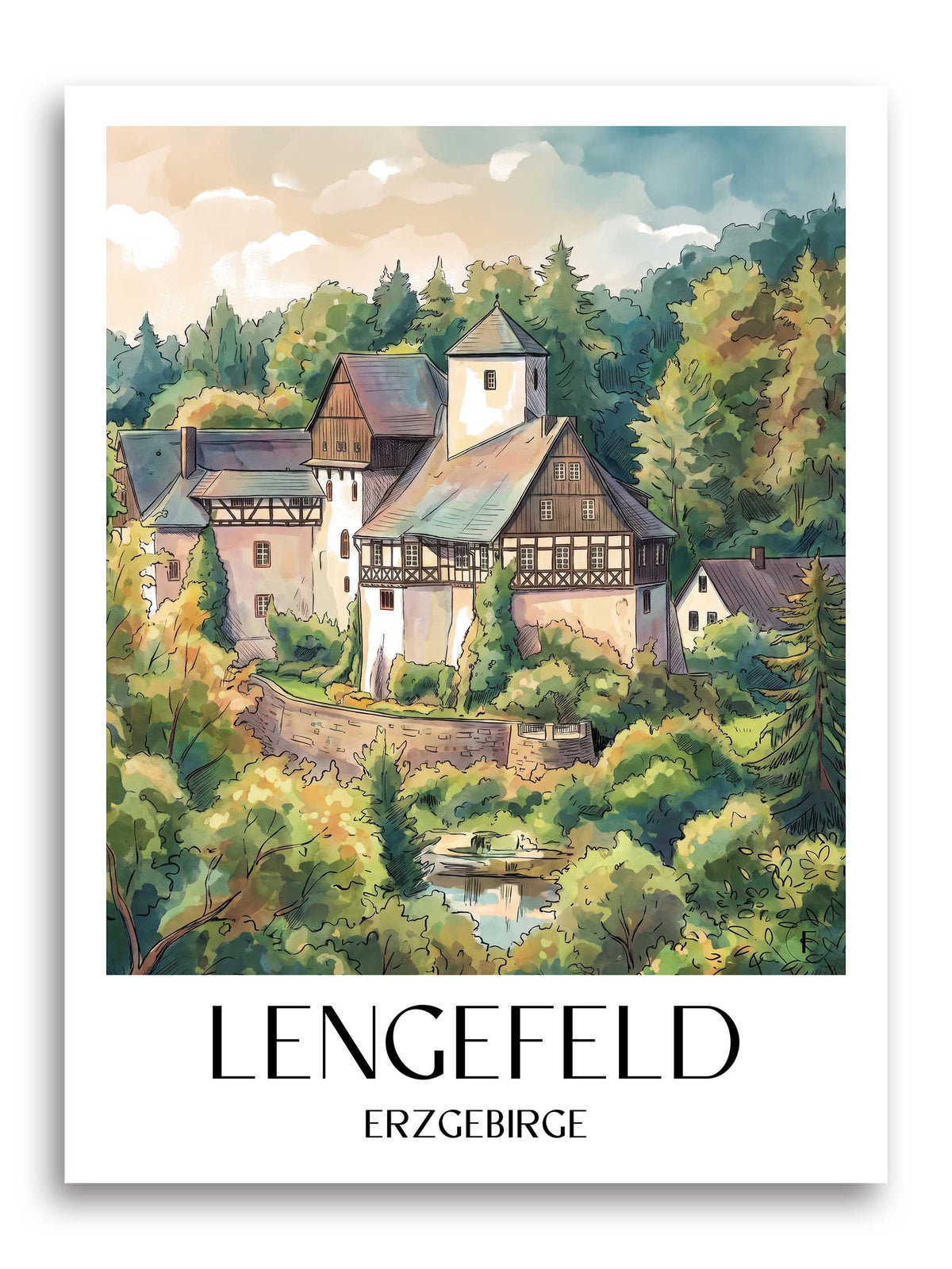 lengefeld-erzgebirge-deutschland-poster-aquarell
