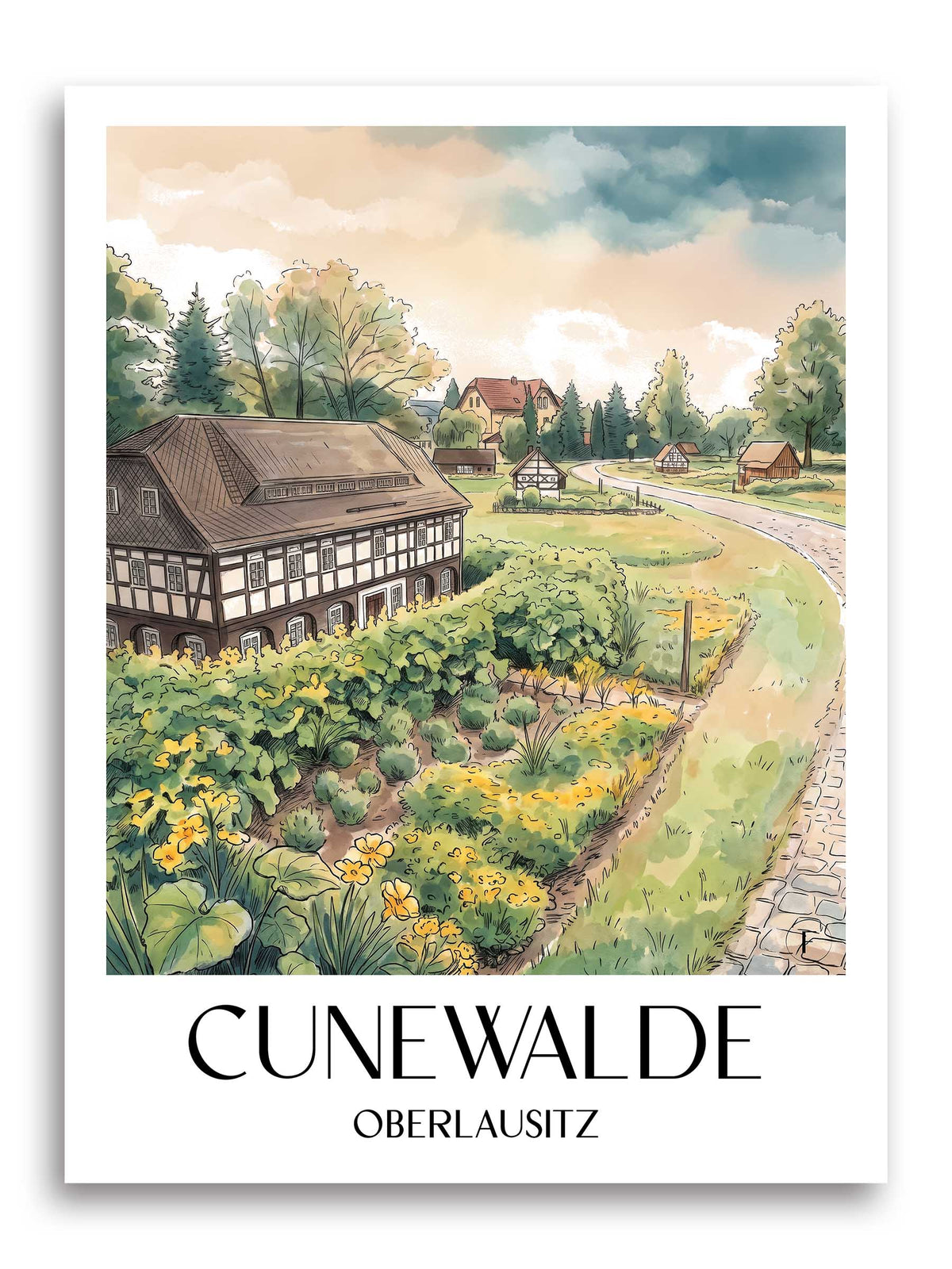 cunewalde-oberlausitz-deutschland-poster-aquarell