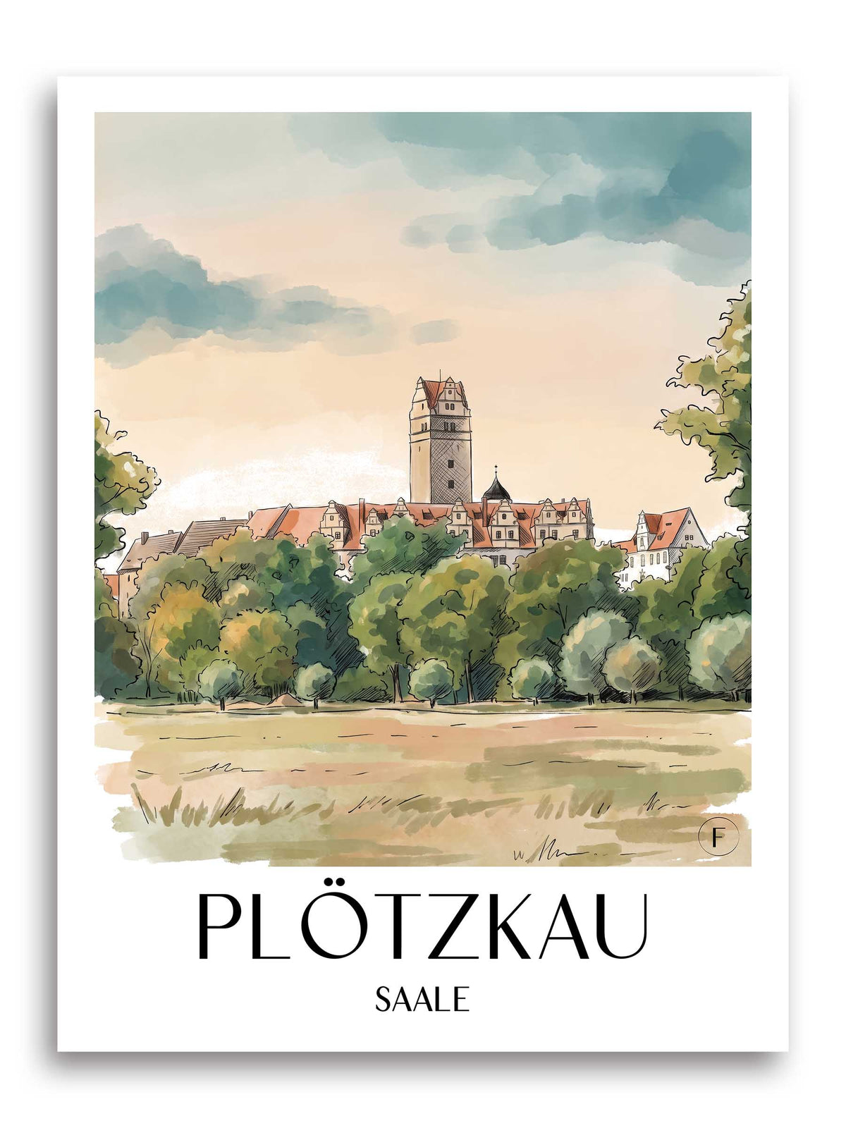 plötzkau-saale-deutschland-poster-aquarell