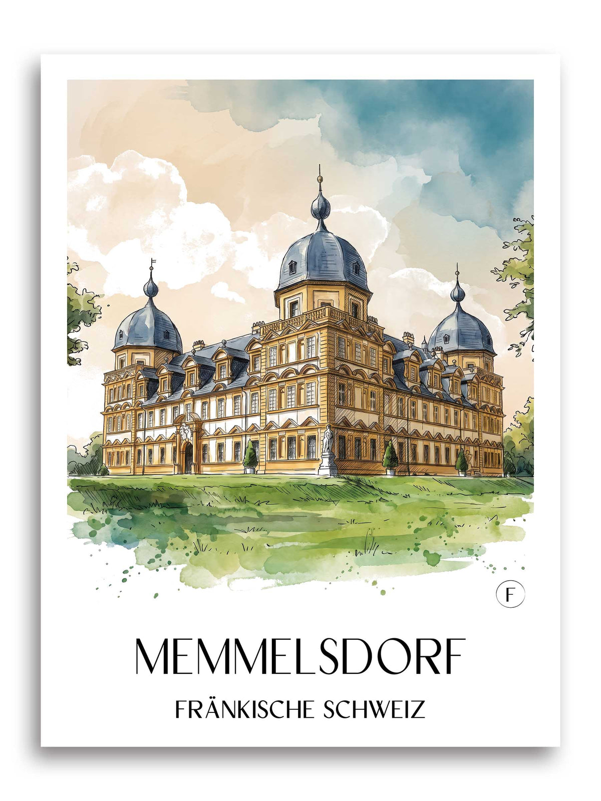 memmelsdorf-fränkische-schweiz-deutschland-poster-aquarell
