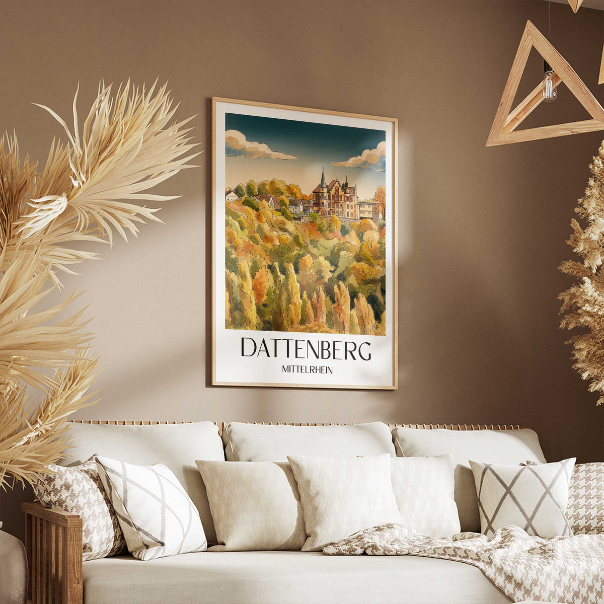 dattenberg-mittelrhein-deutschland-poster-aquarell