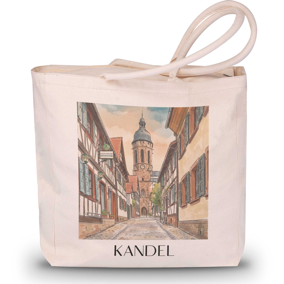 Kandel Shopping Tasche - Südpfalz - Deutschland Tote Bag - Einkaufstasche im Aquarell Stil