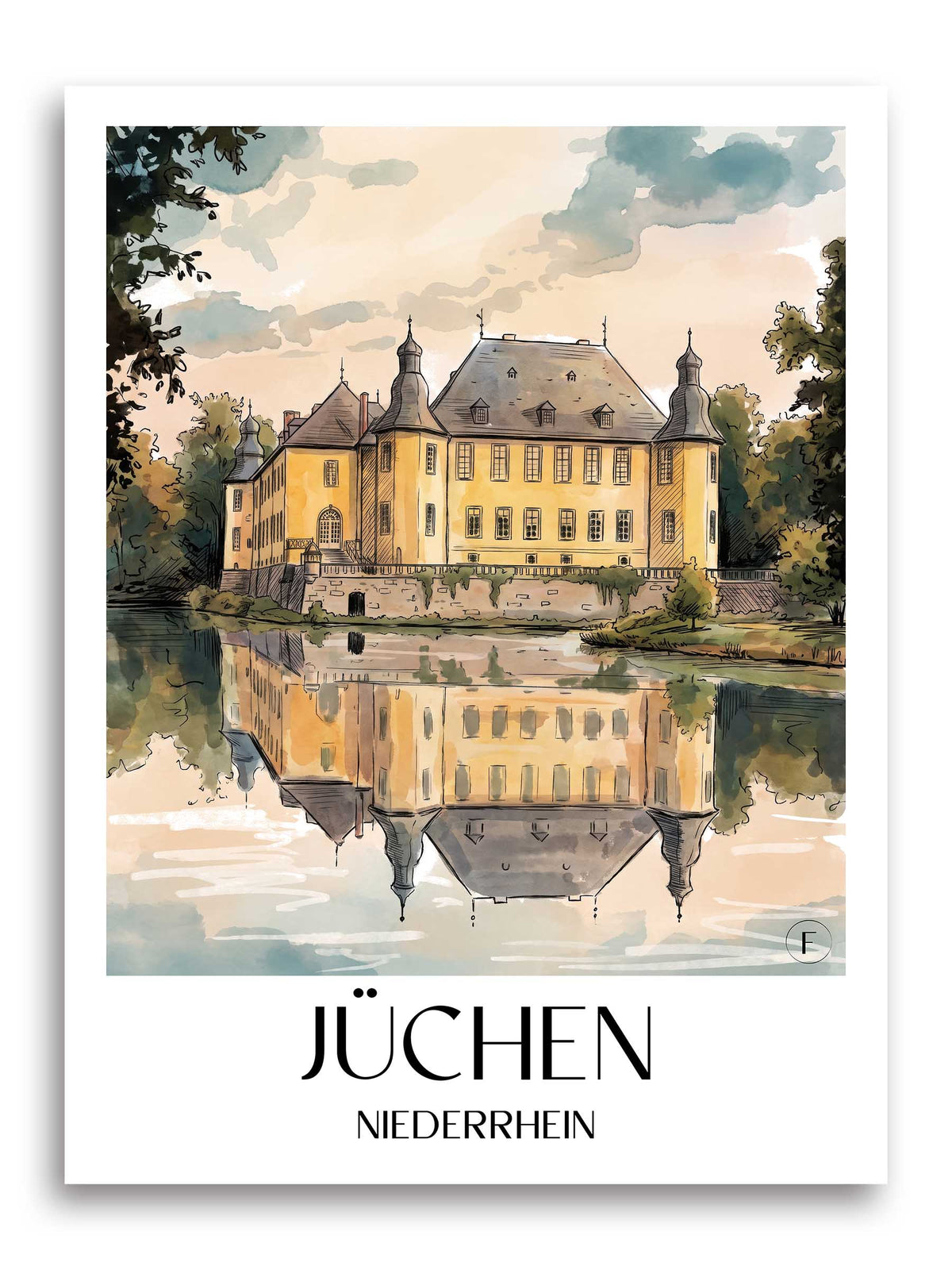 jüchen-niederrhein-deutschland-poster-aquarell