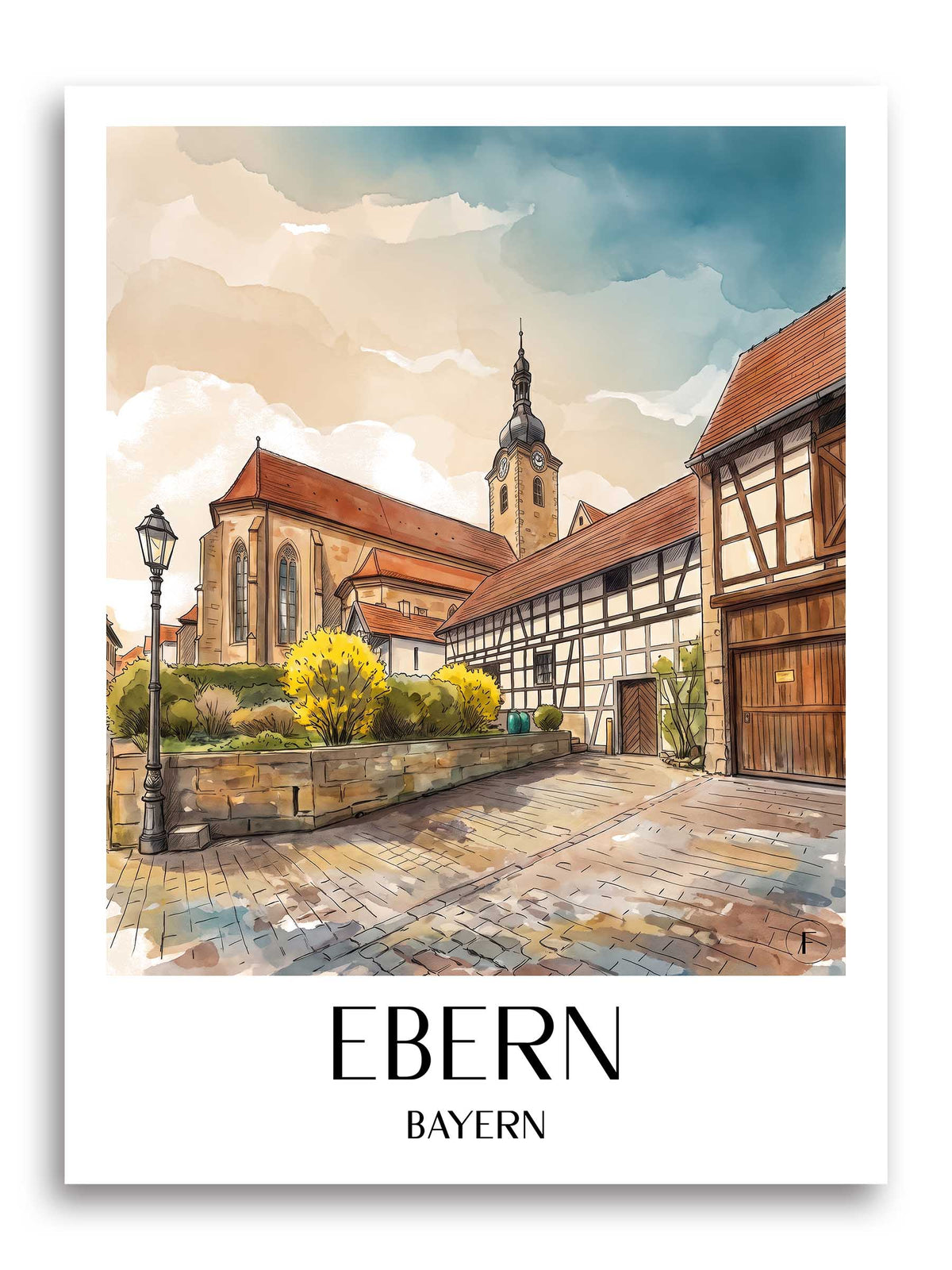 ebern-bayern-deutschland-poster-aquarell