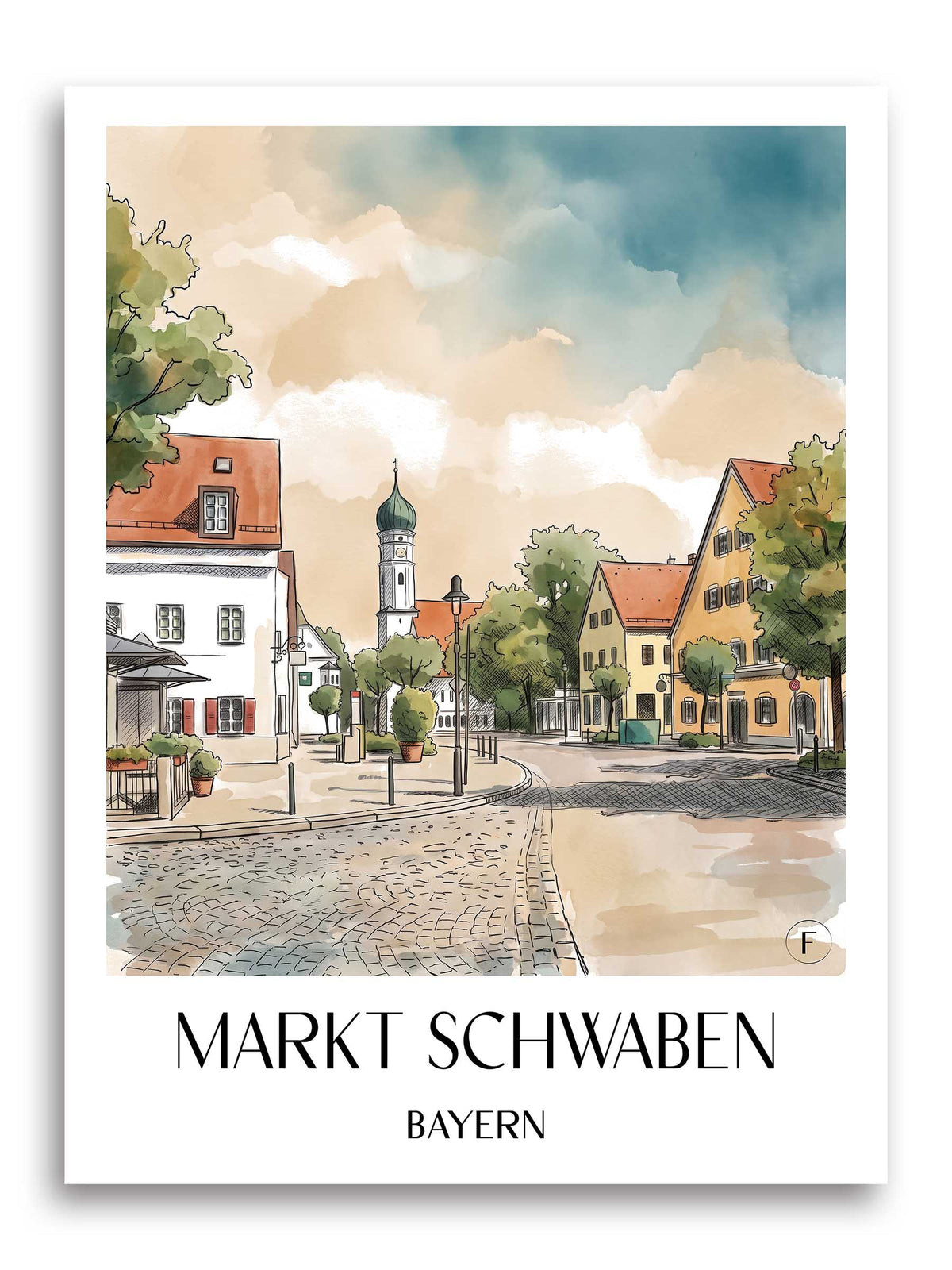 markt-schwaben-bayern-deutschland-poster-aquarell