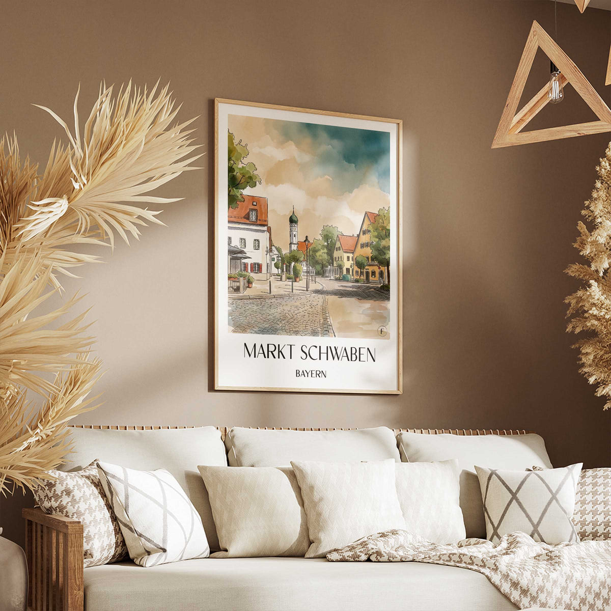 markt-schwaben-bayern-deutschland-poster-aquarell
