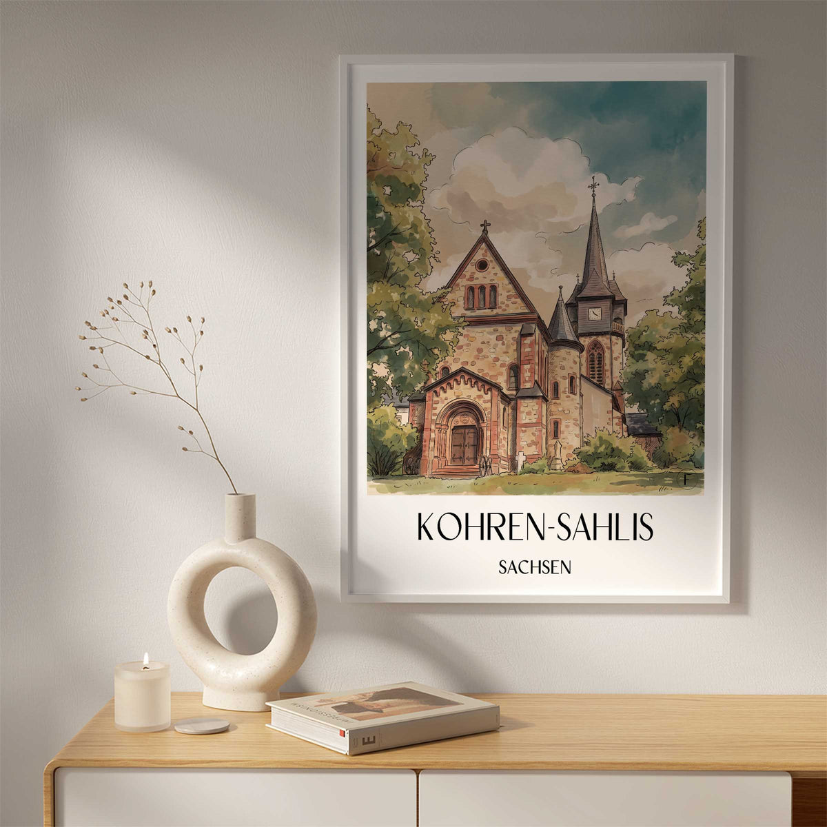 kohren-sahlis-sachsen-deutschland-poster-aquarell