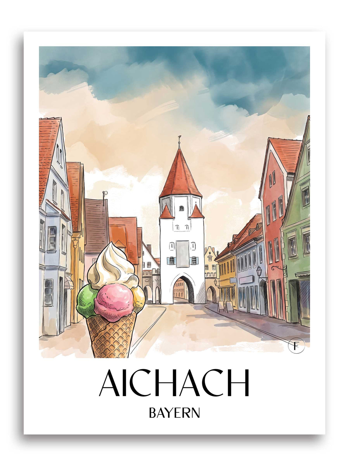 aichach-bayern-deutschland-poster-aquarell
