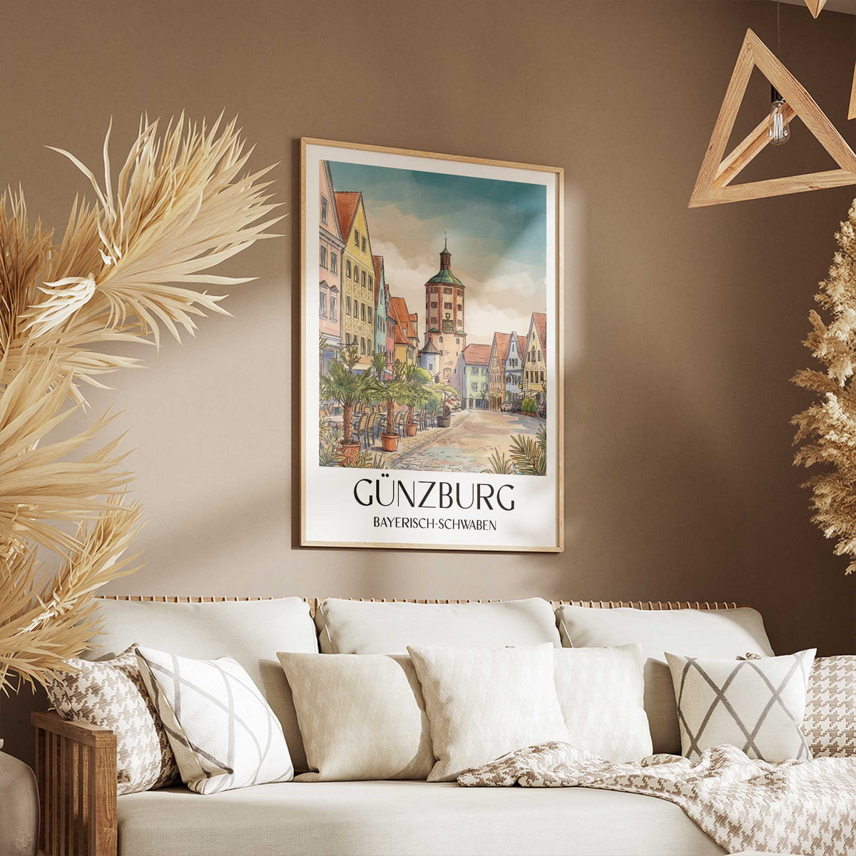 günzburg-bayerisch-schwaben-deutschland-poster-aquarell