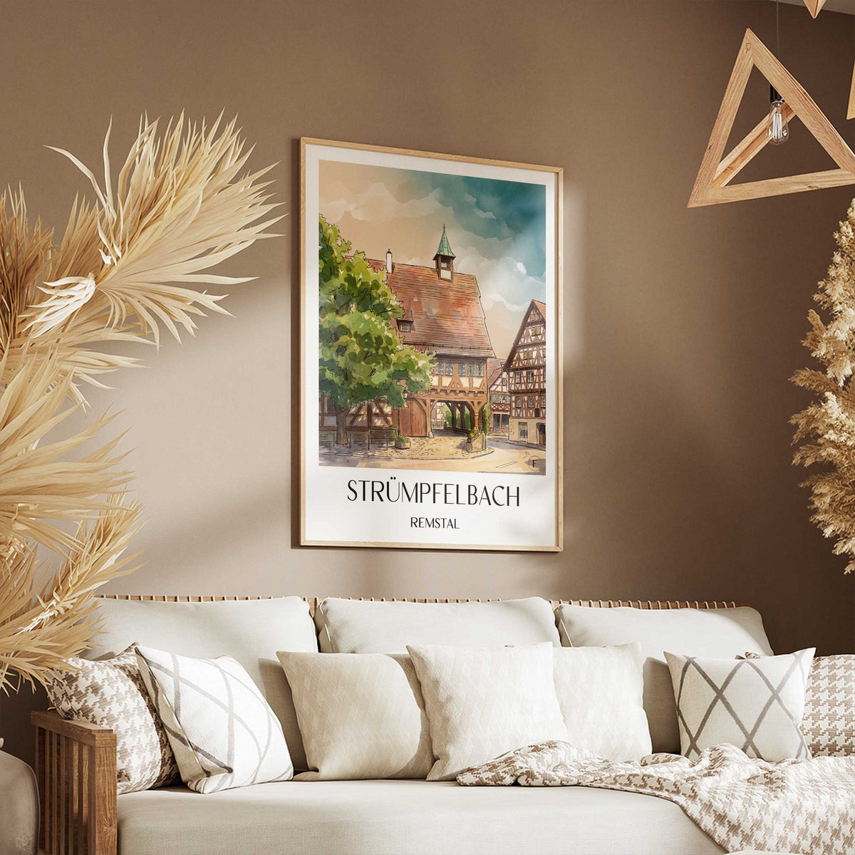 strümpfelbach-remstal-deutschland-poster-aquarell