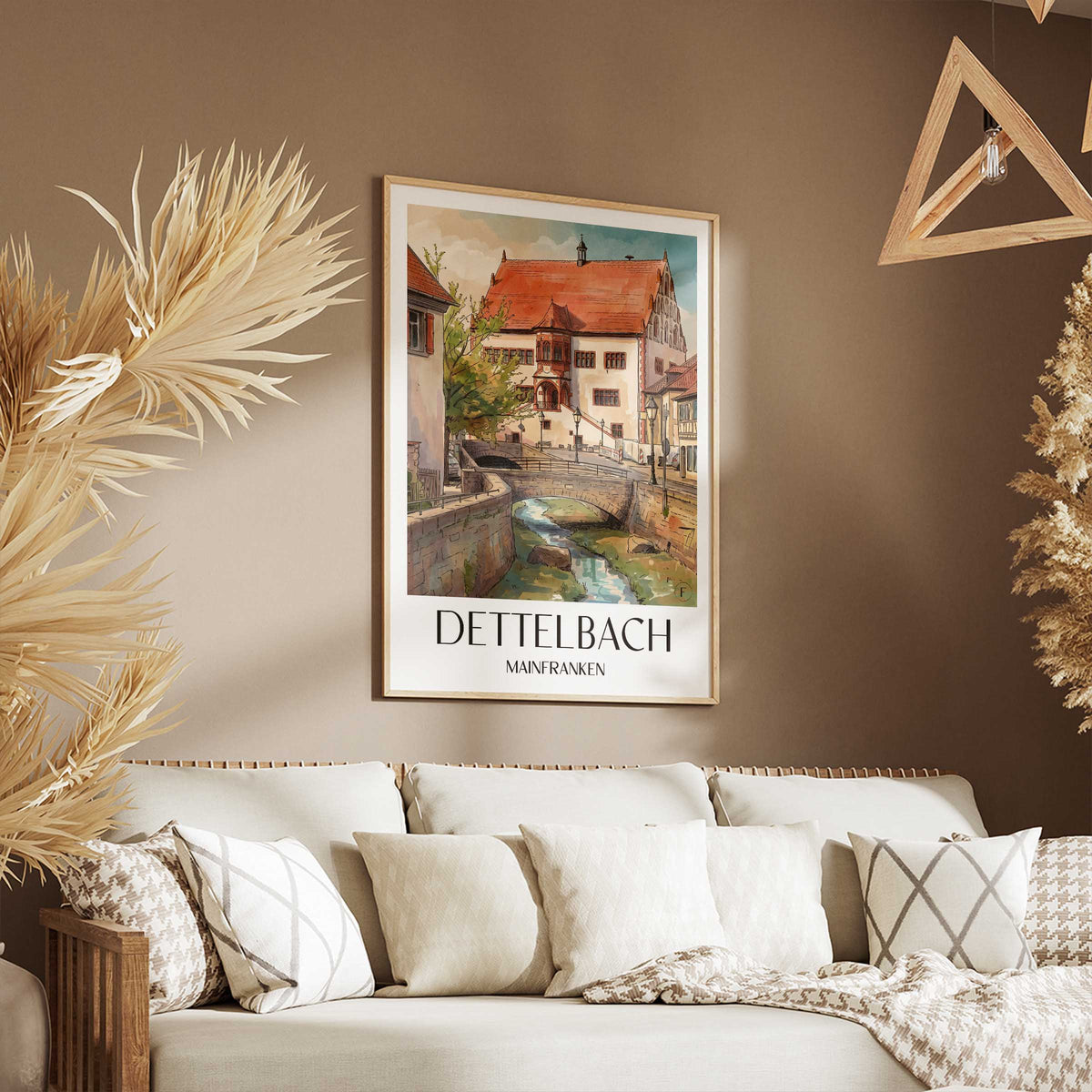 dettelbach-mainfranken-deutschland-poster-aquarell