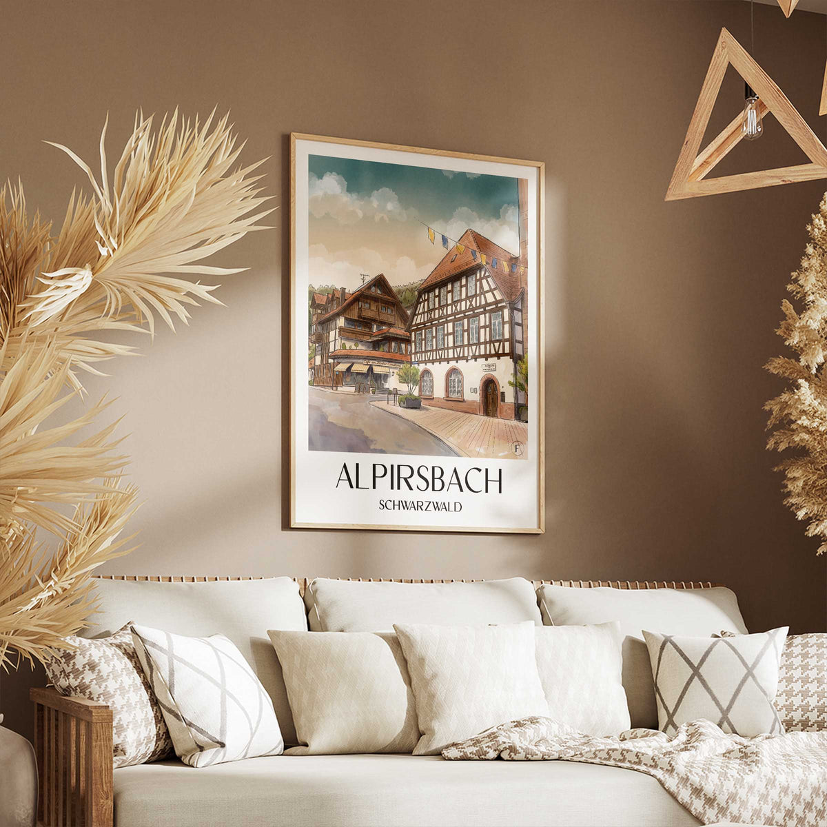 alpirsbach-schwarzwald-deutschland-poster-aquarell