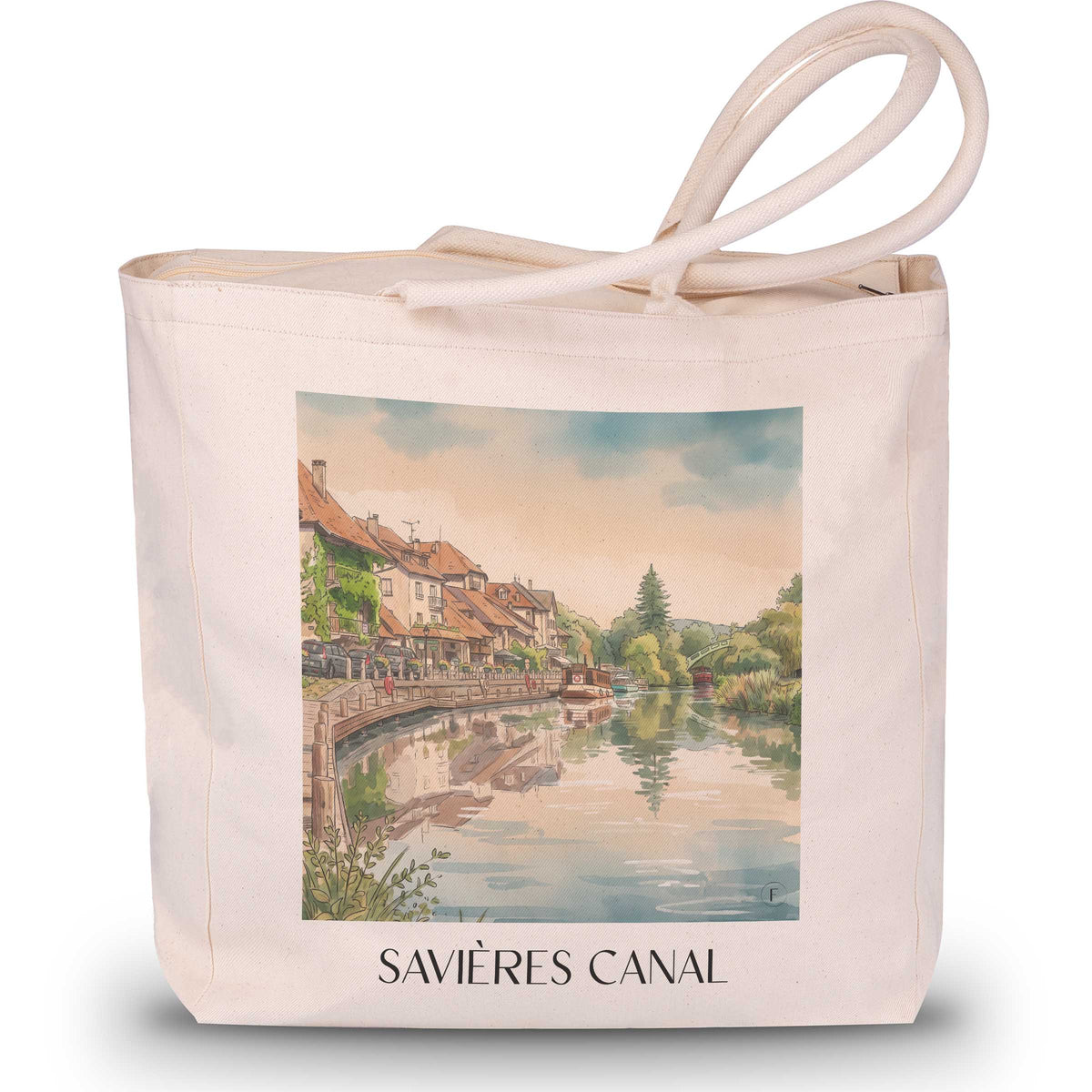 Canal de Savières Shopping Tasche - Bugey - Frankreich Tote Bag - Einkaufstasche im Aquarell Stil