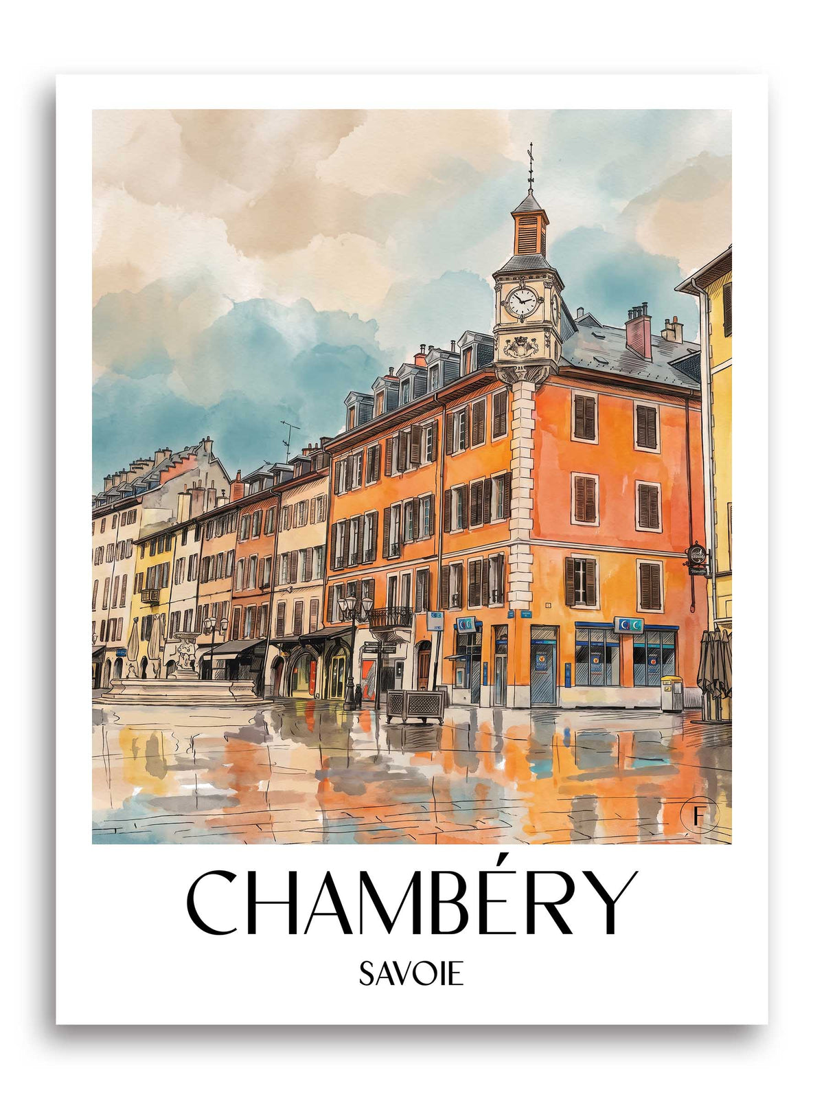 chambéry-savoie-frankreich-poster-aquarell