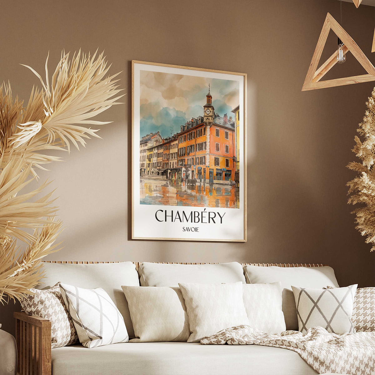 chambéry-savoie-frankreich-poster-aquarell