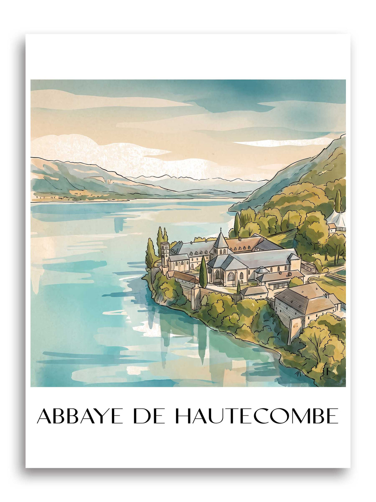 abbaye-de-hautecombe-lac-du-bourget-frankreich-poster-aquarell