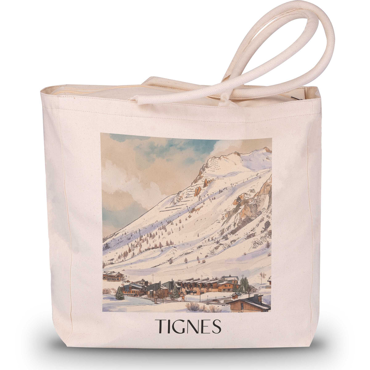 tignes-tarentaise-frankreich-einkaufstasche-aquarell