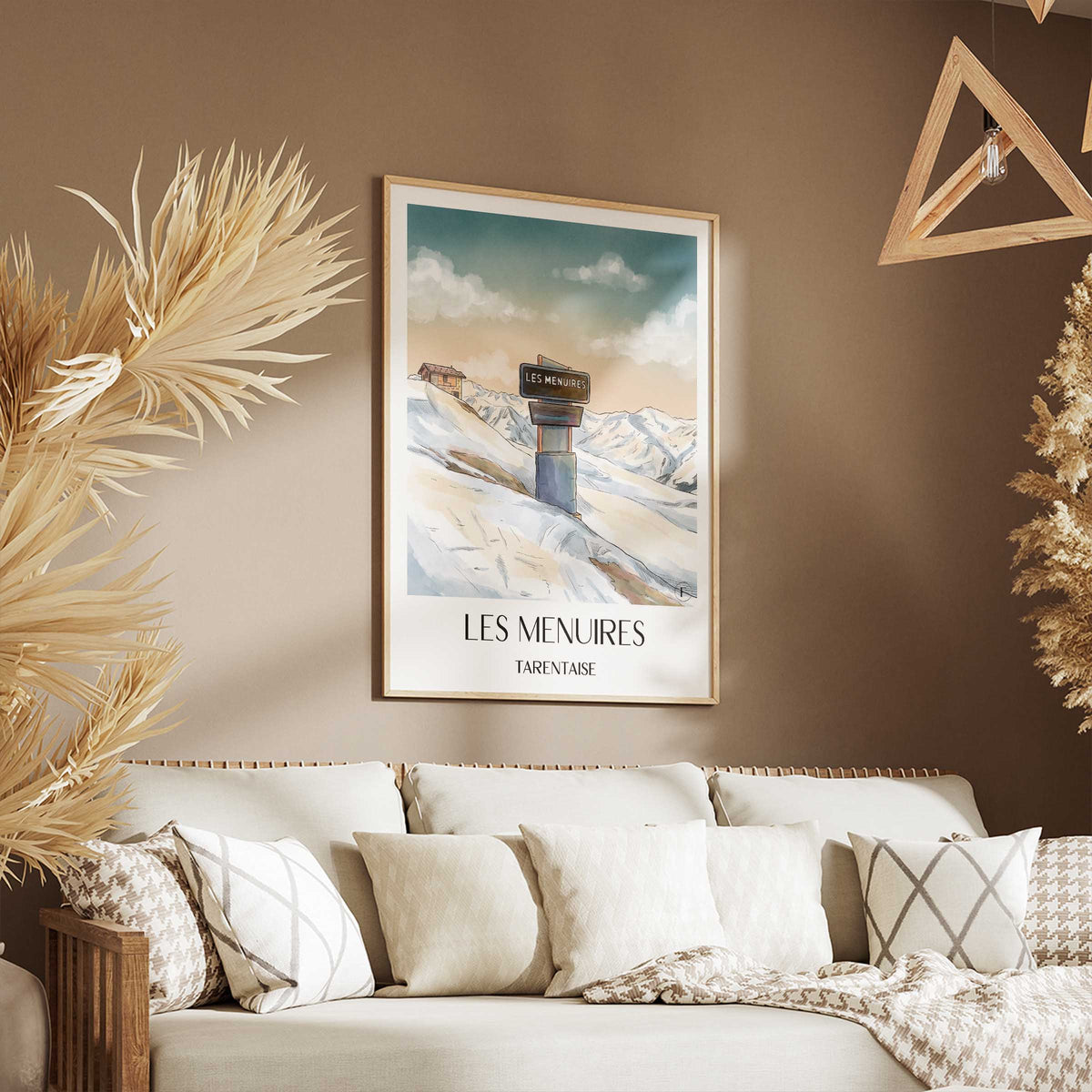 les-menuires-tarentaise-frankreich-poster-aquarell