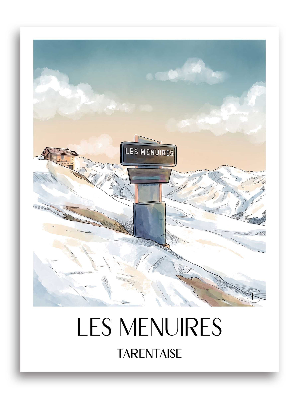 Les Menuires Poster - Tarentaise - Frankreich Kunstdruck - Aquarell von A4 bis A1
