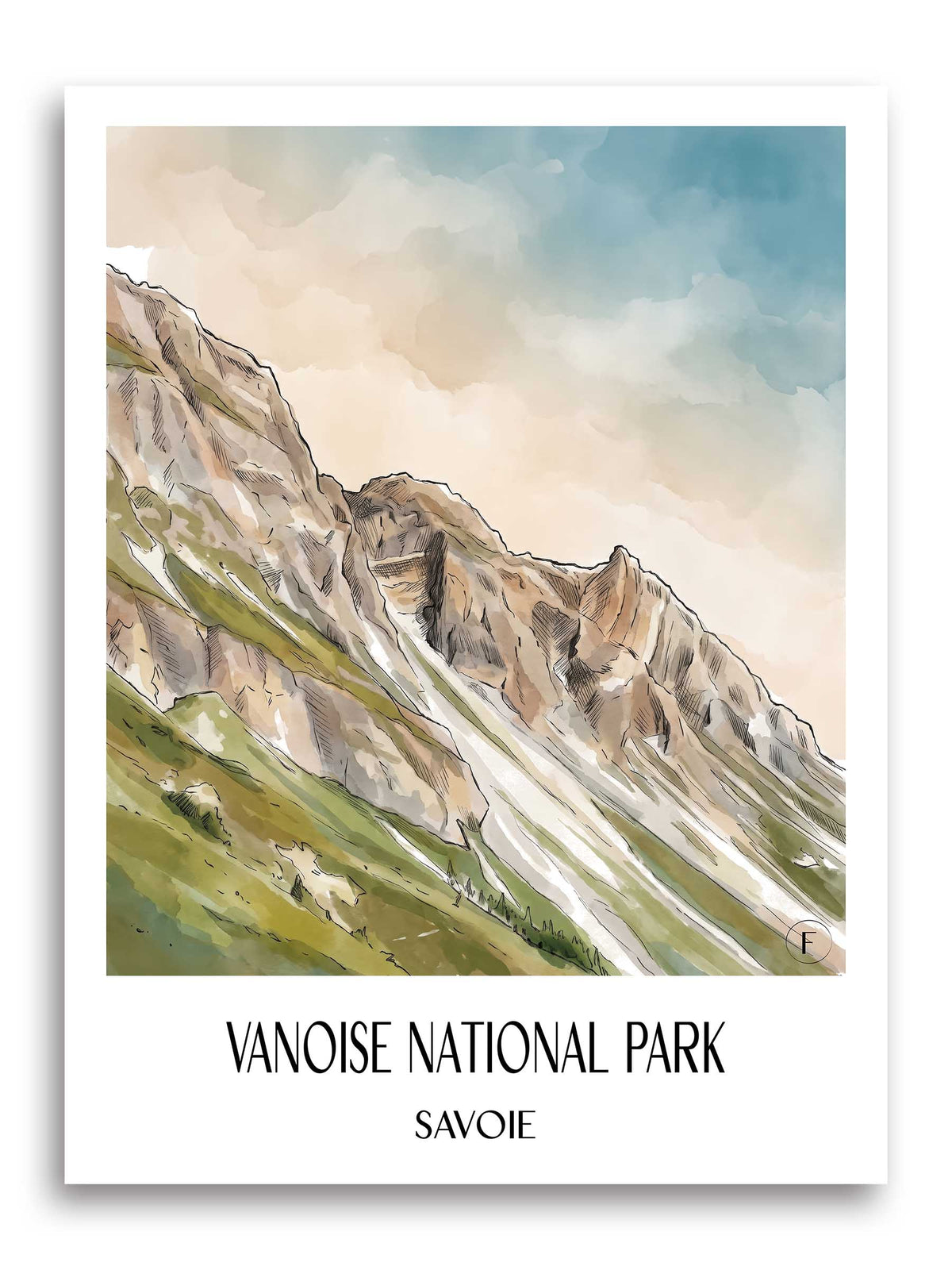 Parc National de la Vanoise Poster - Savoie - Frankreich Kunstdruck - Aquarell von A4 bis A1