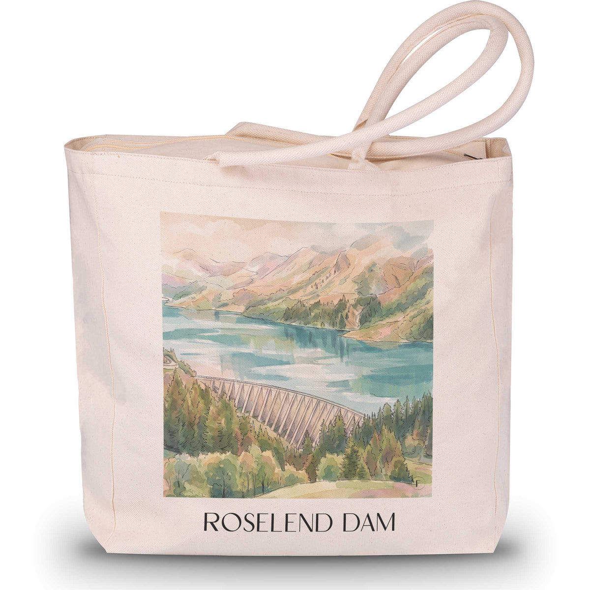 Barrage de Roselend Shopping Tasche - Beaufortain - Frankreich Tote Bag - Einkaufstasche im Aquarell Stil