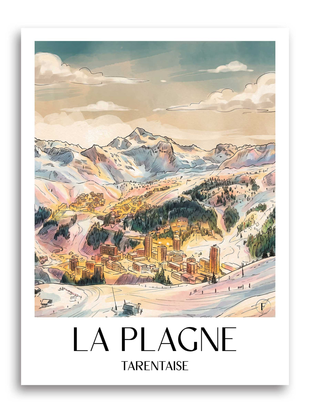 la-plagne-tarentaise-frankreich-poster-aquarell