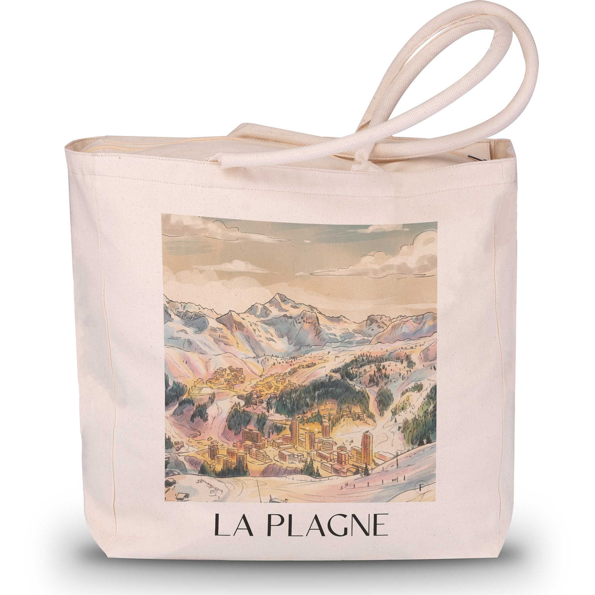 La Plagne Shopping Tasche - Tarentaise - Frankreich Tote Bag - Einkaufstasche im Aquarell Stil