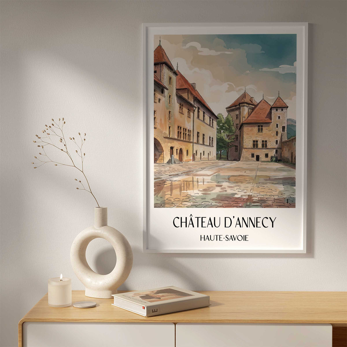 château-d'annecy-haute-savoie-frankreich-poster-aquarell