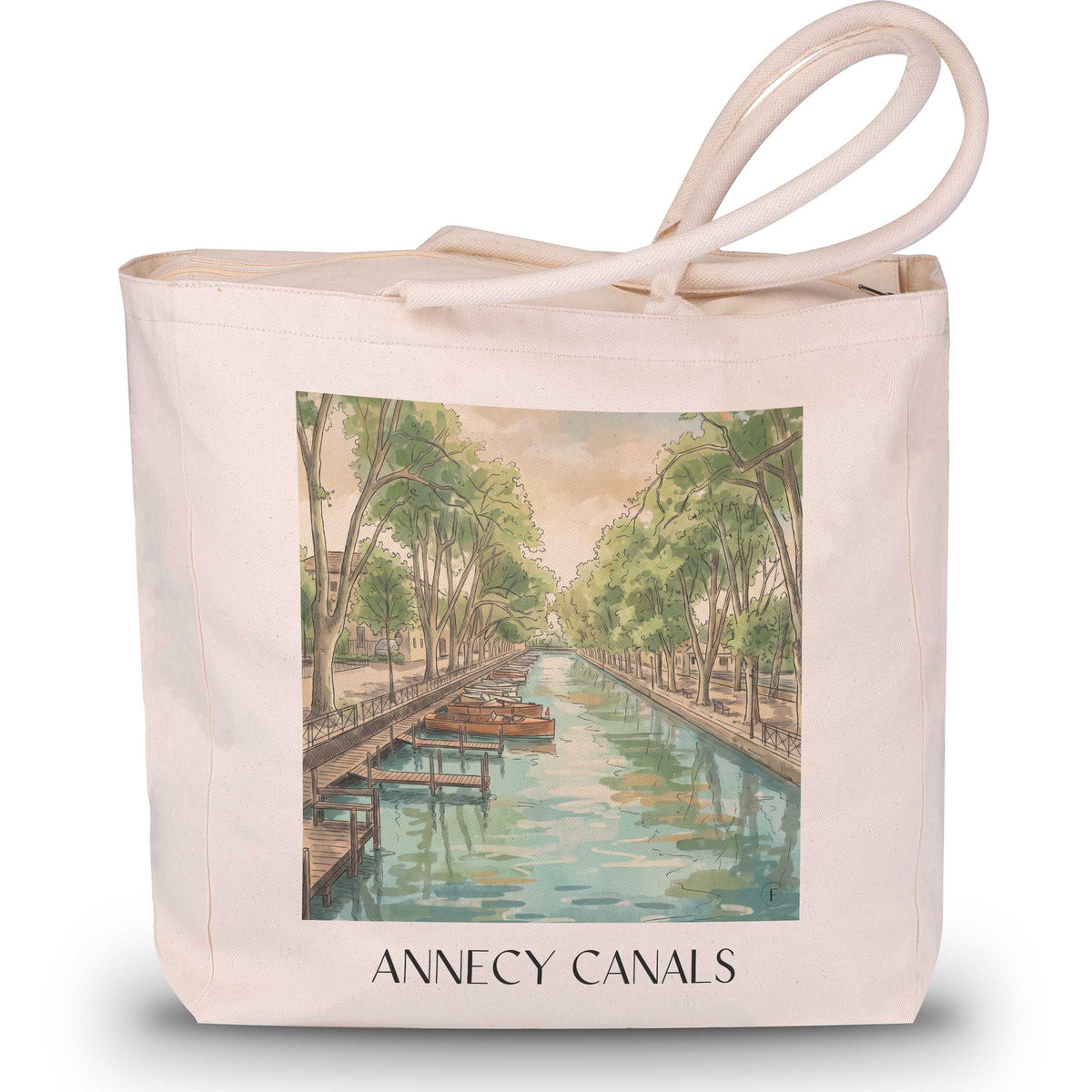 Canaux d'Annecy Shopping Tasche - Haute-Savoie - Frankreich Tote Bag - Einkaufstasche im Aquarell Stil