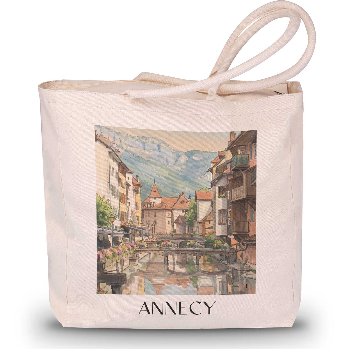 Annecy Shopping Tasche - Haute-Savoie - Frankreich Tote Bag - Einkaufstasche im Aquarell Stil