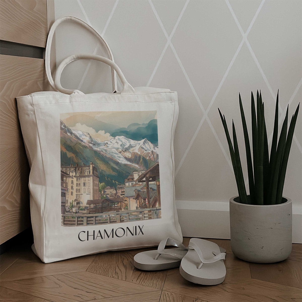 chamonix-mont-blanc-frankreich-einkaufstasche-aquarell
