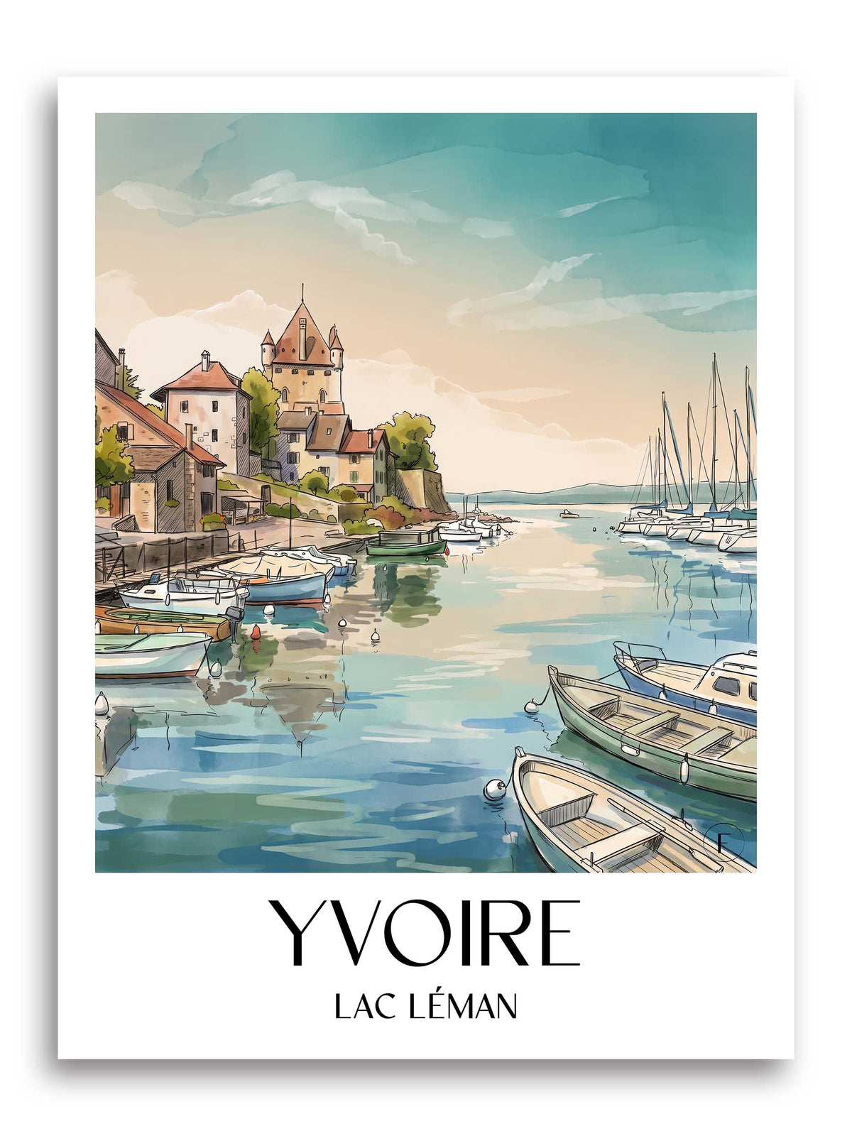 yvoire-lac-léman-frankreich-poster-aquarell