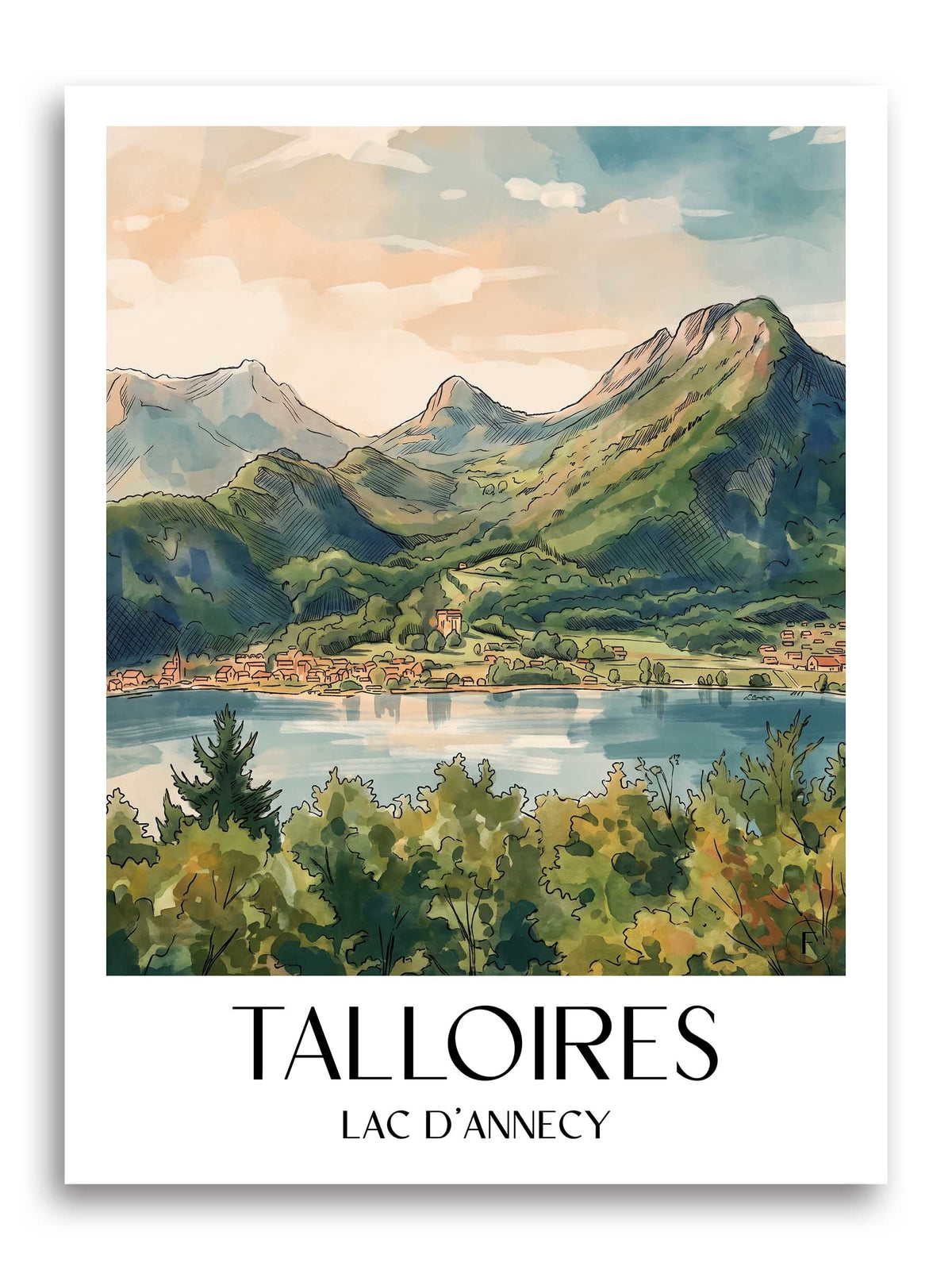 talloires-lac-d'annecy-frankreich-poster-aquarell
