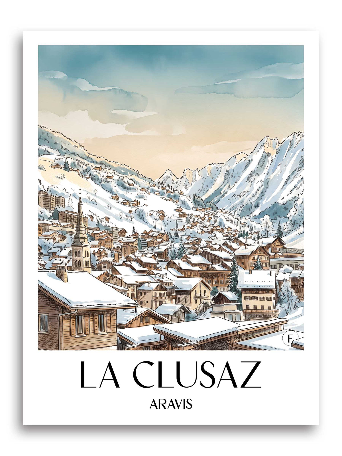 la-clusaz-aravis-frankreich-poster-aquarell