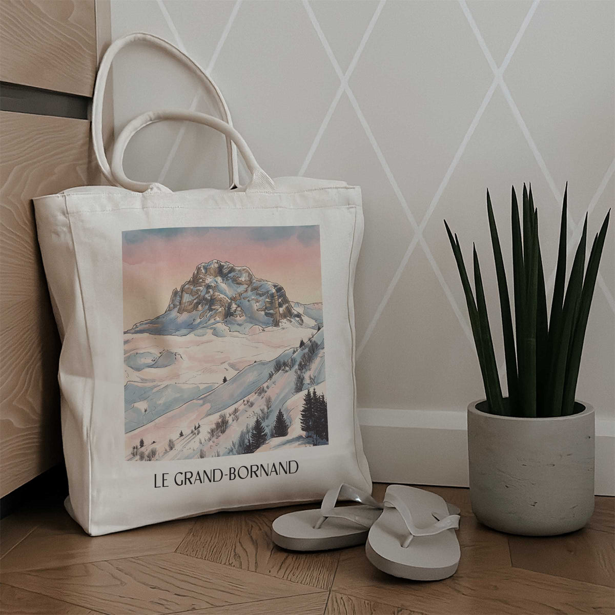 le-grand-bornand-aravis-frankreich-einkaufstasche-aquarell