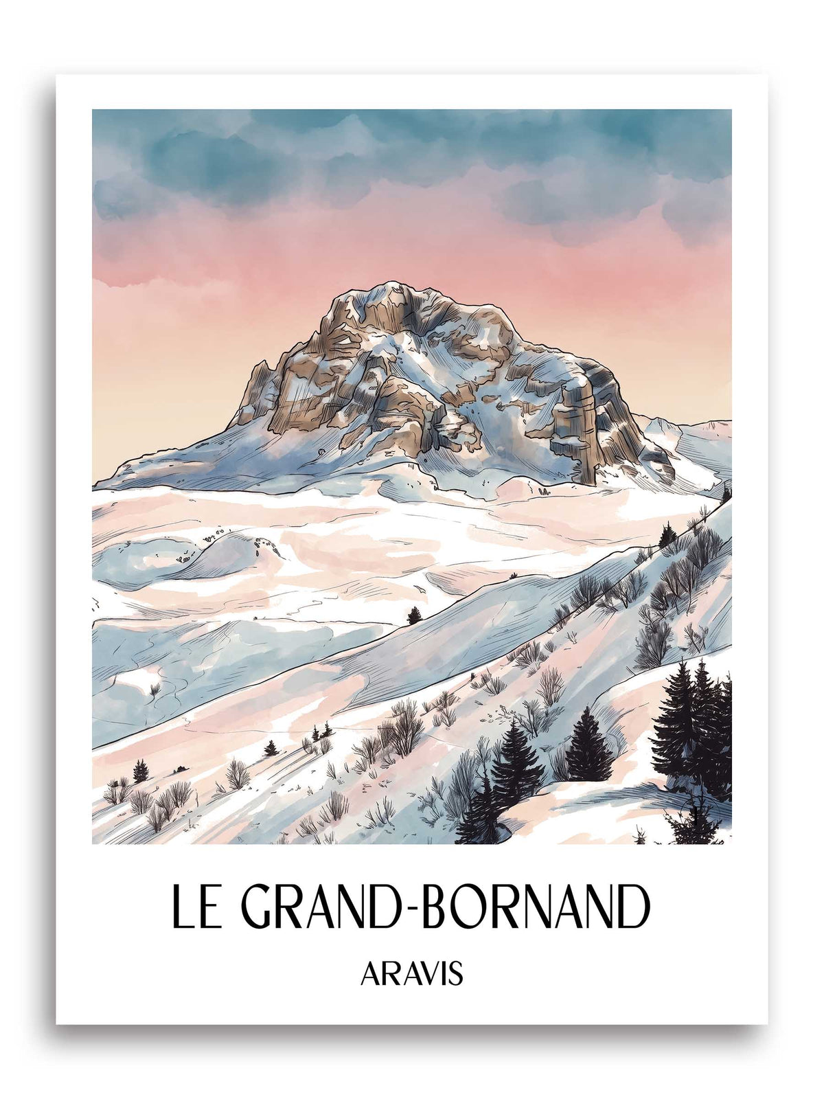 le-grand-bornand-aravis-frankreich-poster-aquarell