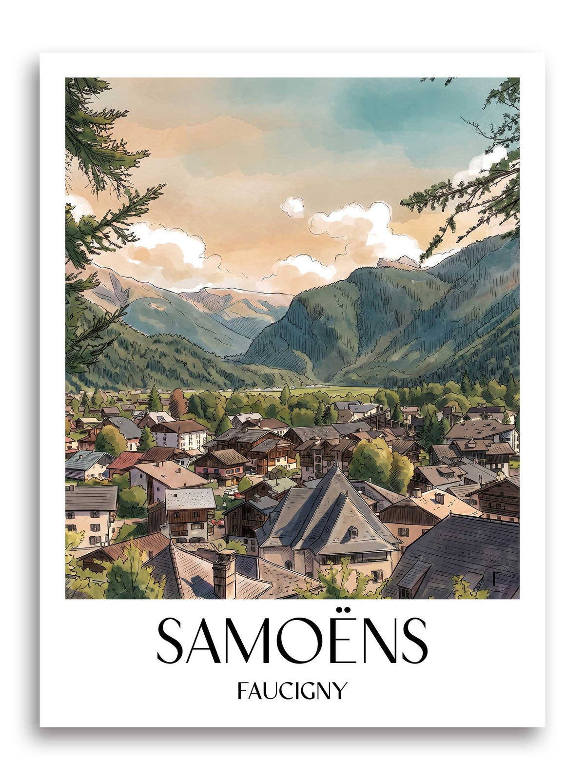 samoëns-faucigny-frankreich-poster-aquarell