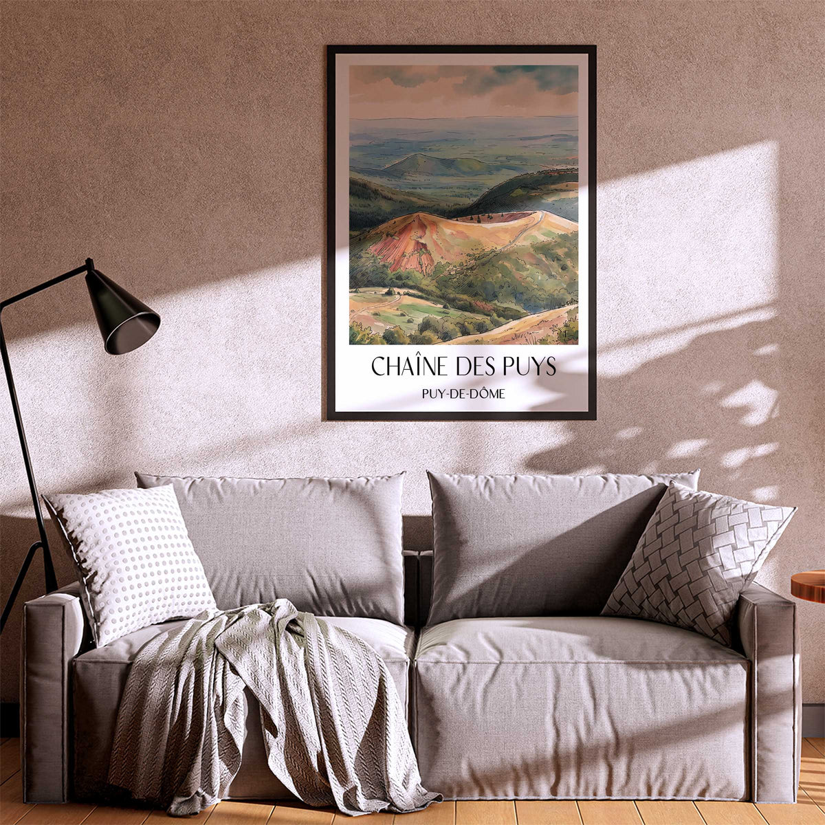 chaîne-des-puys-puy-de-dôme-frankreich-poster-aquarell
