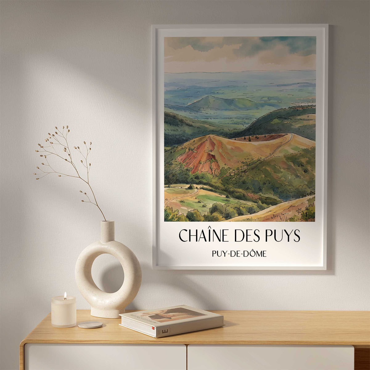 chaîne-des-puys-puy-de-dôme-frankreich-poster-aquarell
