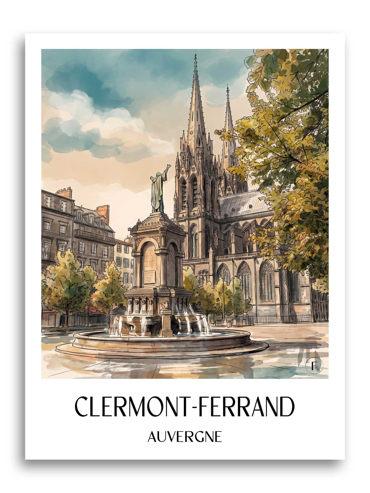 clermont-ferrand-auvergne-frankreich-poster-aquarell