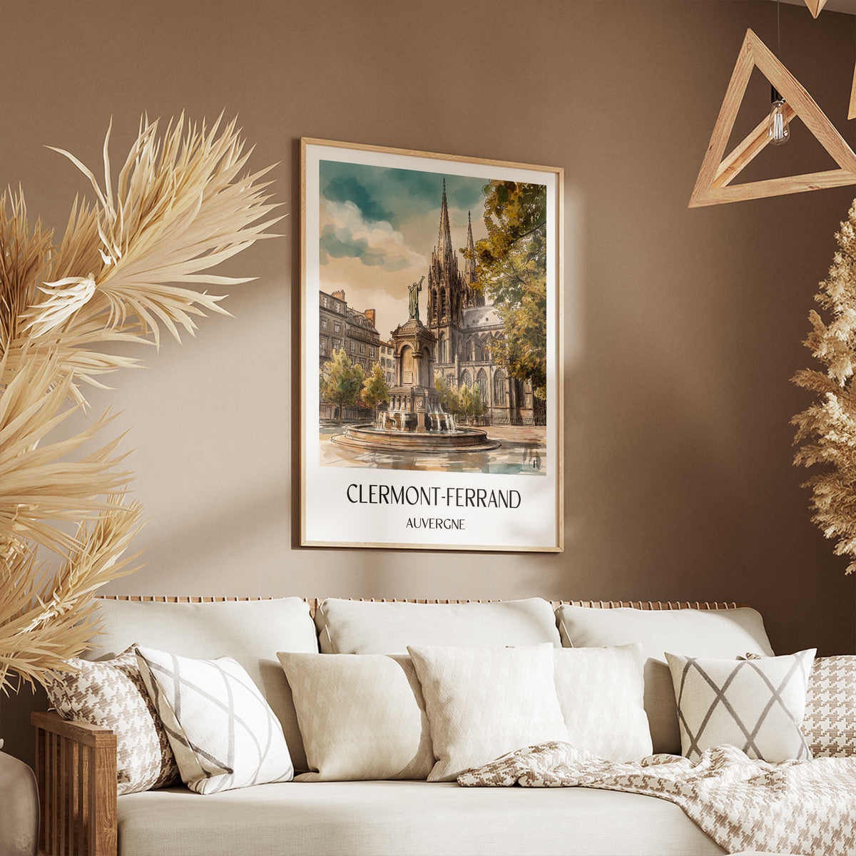 clermont-ferrand-auvergne-frankreich-poster-aquarell